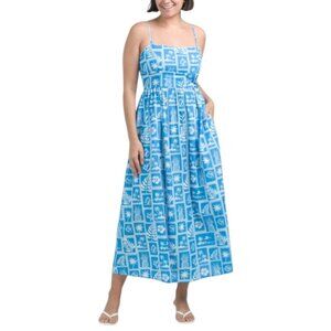 ELIZABETH JAMES THE LABEL Sleeveless Postcard Print Maxi Dress
